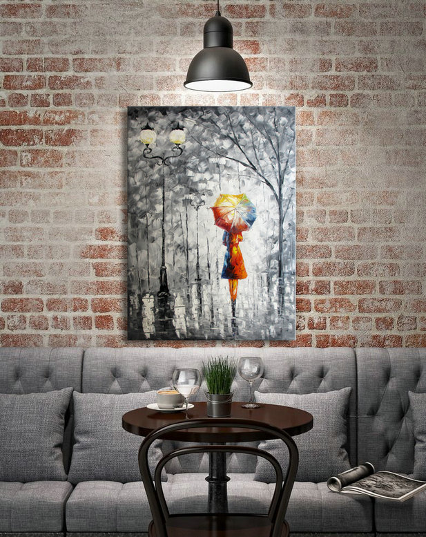 Wall Art Oil Painting On Canvas "lady under the umbrella" Living Room Decor